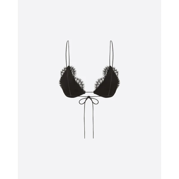 Alex Perry Bikini Top in Leather, Dark Brown, view 5