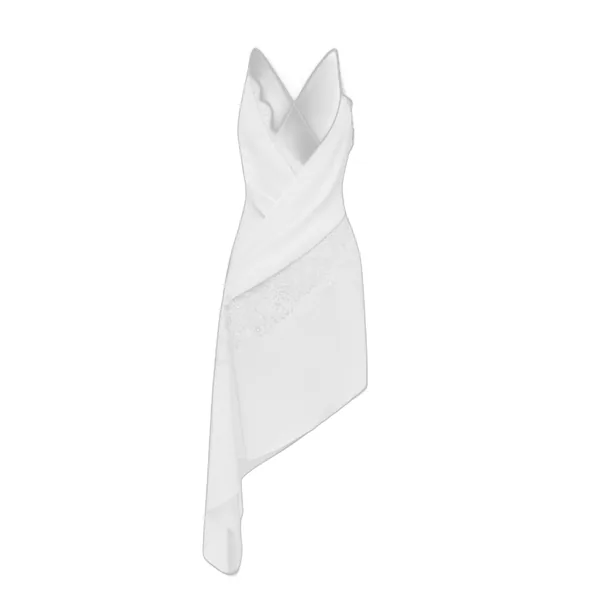 Alex Perry Bikini Wrap Asymmetric Dress in Satin Crepe, White