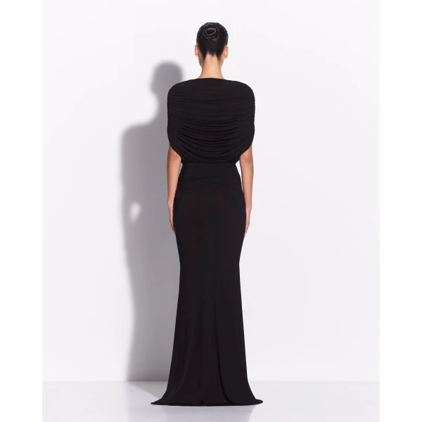 Alex Perry Cape Drape Gown in Jersey, Black, view 4