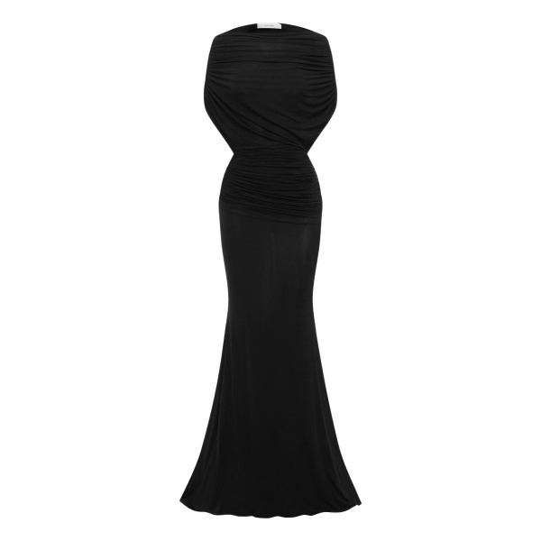 Alex Perry Cape Drape Gown in Jersey, Black