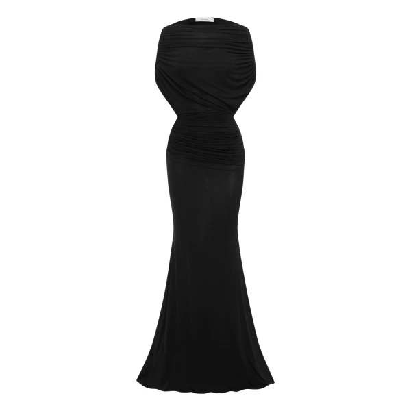 Alex Perry Cape Drape Gown in Jersey, Black