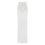 Alex Perry Column Skirt in Crystal Mesh, White