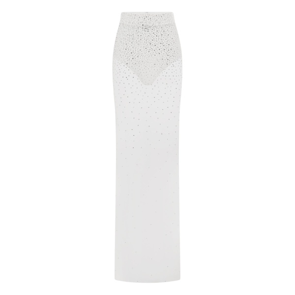 Alex Perry Column Skirt in Crystal Mesh, White