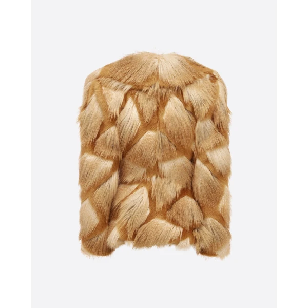 Alex Perry Contour Jacket in Faux Fur, Golden, view 4