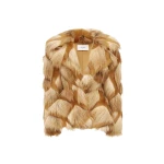 Alex Perry Contour Jacket in Faux Fur, Golden