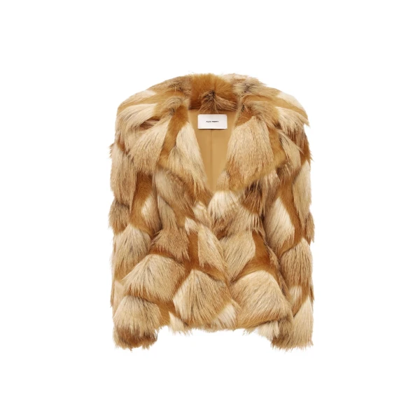 Alex Perry Contour Jacket in Faux Fur, Golden
