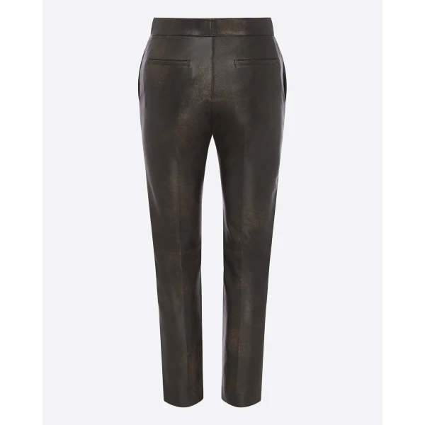 Alex Perry Crop Trouser in Leather, Dark Brown, view 4