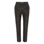 Alex Perry Crop Trouser in Leather, Dark Brown