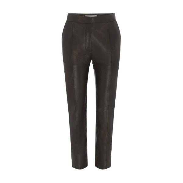 Alex Perry Crop Trouser in Leather, Dark Brown