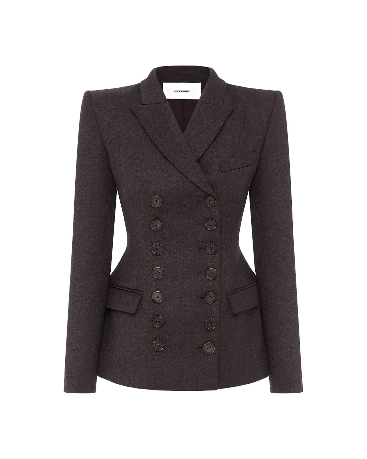 Alex Perry Double Breasted Blazer in Wool Suiting Alex Perry Double Breasted Blazer in Wool Suiting, Espresso