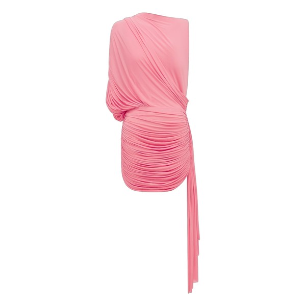 Alex Perry Draped Mini Dress in Jersey, Coral