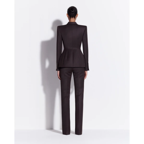 Alex Perry Flare Trouser in Wool Suiting, Espresso, view 3
