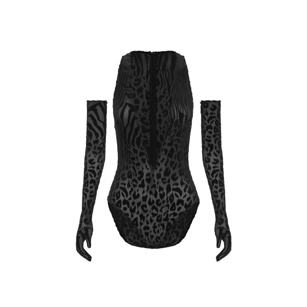 Alex Perry Halter Bodysuit in Burnout, Black