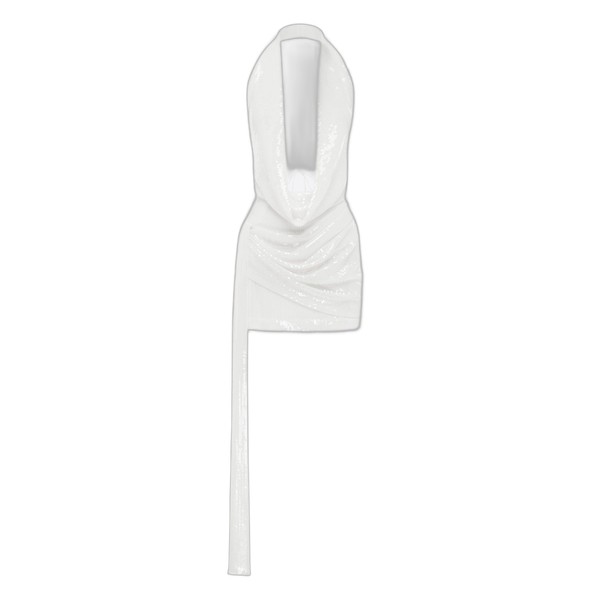 Alex Perry Halter Draped Wrap Mini Dress in Sequin, White