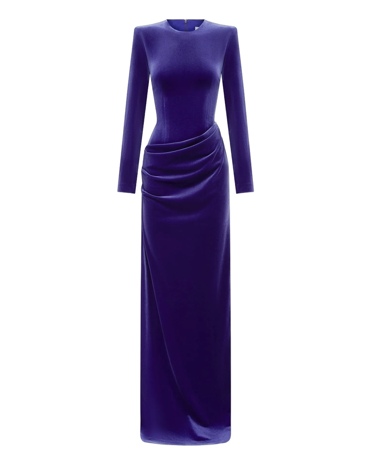 Alex Perry Long Sleeve Drape Column in Velvet Alex Perry Long Sleeve Drape Column in Velvet, Iris Dress