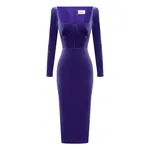 Alex Perry Long Sleeve Dress in Velvet, Iris