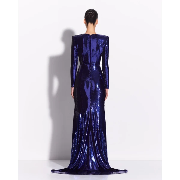 Alex Perry Long Sleeve Gown in Sequin, Iris, view 3