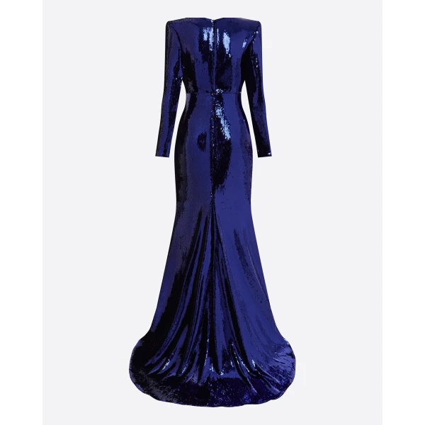 Alex Perry Long Sleeve Gown in Sequin, Iris, view 4