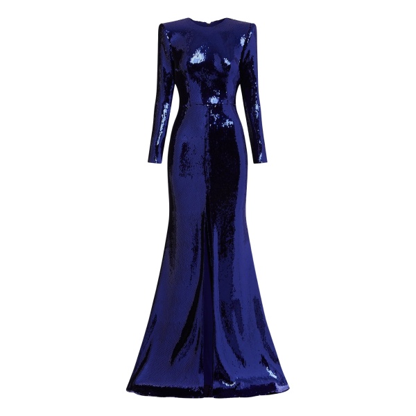Alex Perry Long Sleeve Gown in Sequin, Iris