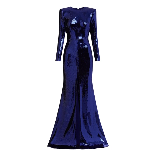 Alex Perry Long Sleeve Gown in Sequin, Iris