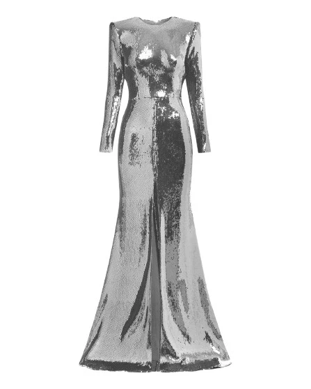 Alex-Perry-Long-Sleeve-Gown-in-Sequin-Silver90845_nobg Alex Perry Long Sleeve Gown in Sequin, Silver