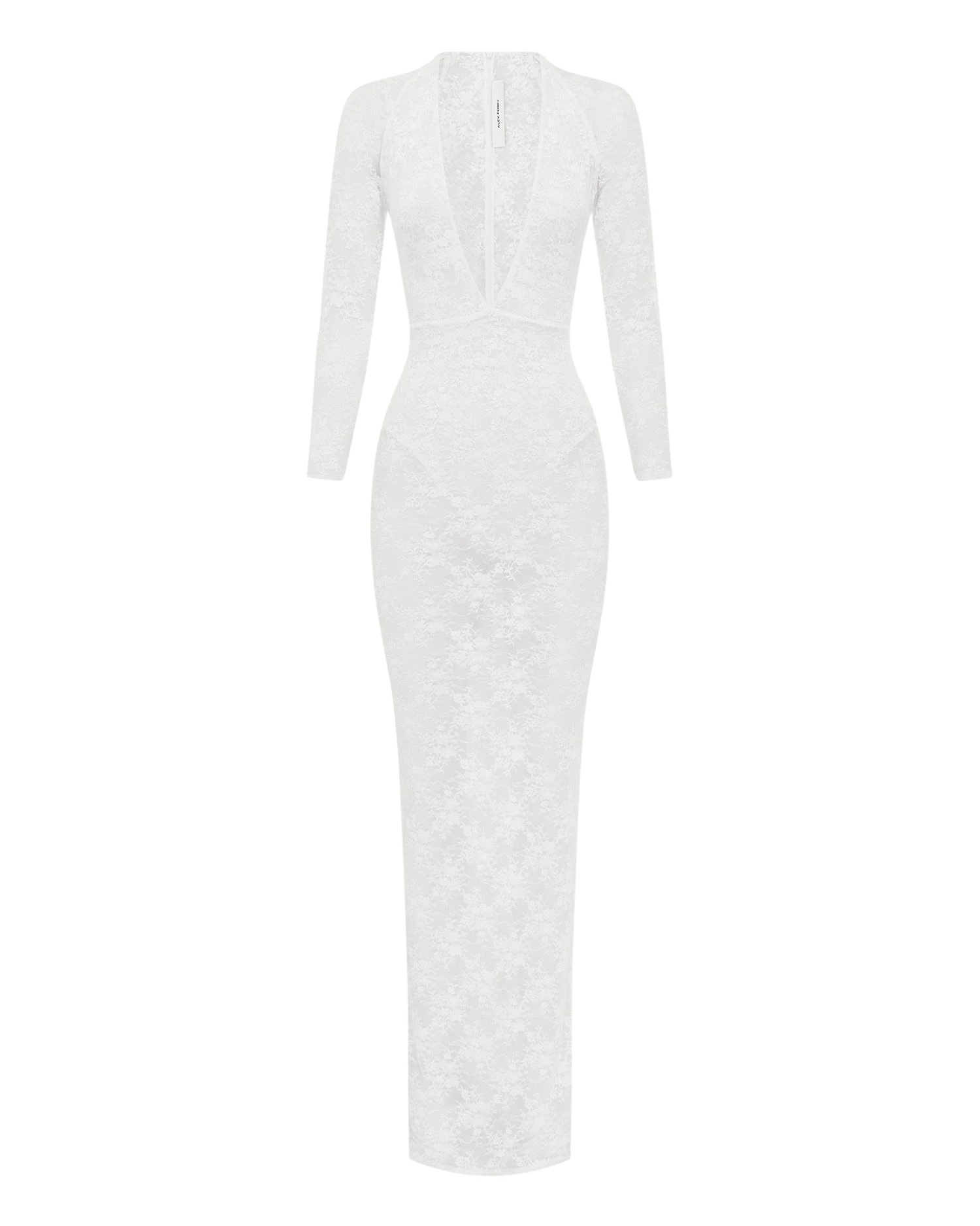 Alex-Perry-Long-Sleeve-Halter-Column-in-Lace-White27964_nobg Alex Perry Long Sleeve Halter Column in Lace, White Dress