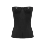 Alex Perry Longline Corset in Embossed Leather, Black Top