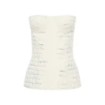 Alex Perry Longline Corset in Embossed Leather, White Top