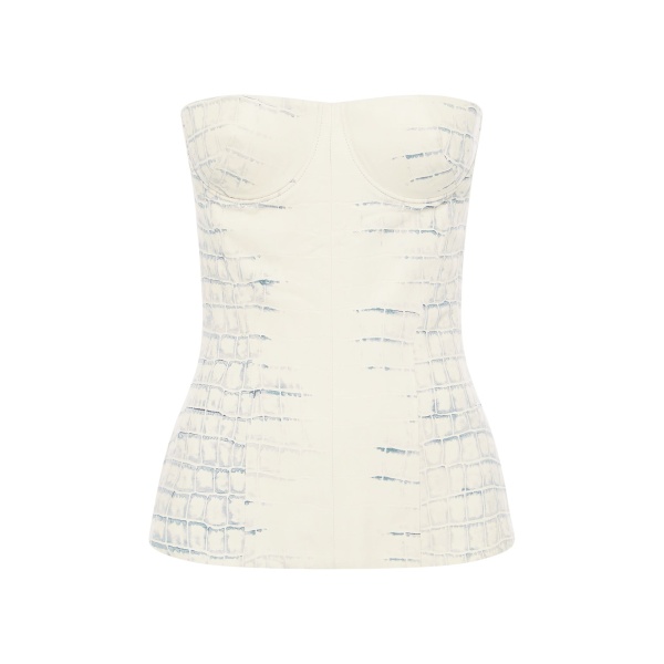 Alex Perry Longline Corset in Embossed Leather, White Top