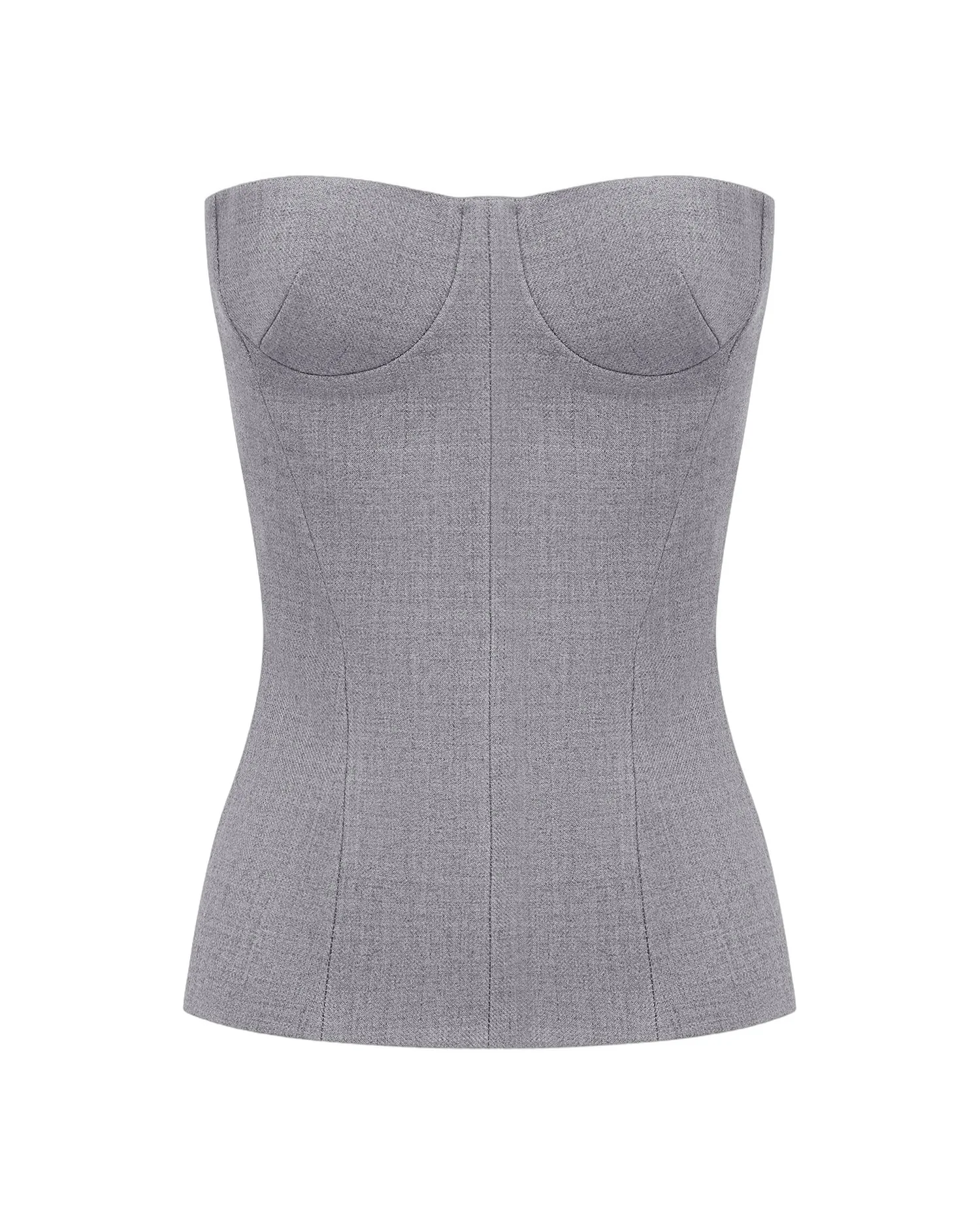 Alex Perry Longline Corset in Wool Suiting Alex Perry Longline Corset in Wool Suiting, Grey Top