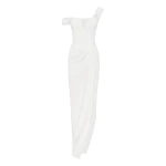 Alex Perry Longline Sweetheart Corset Drape Gown in Crepe, White