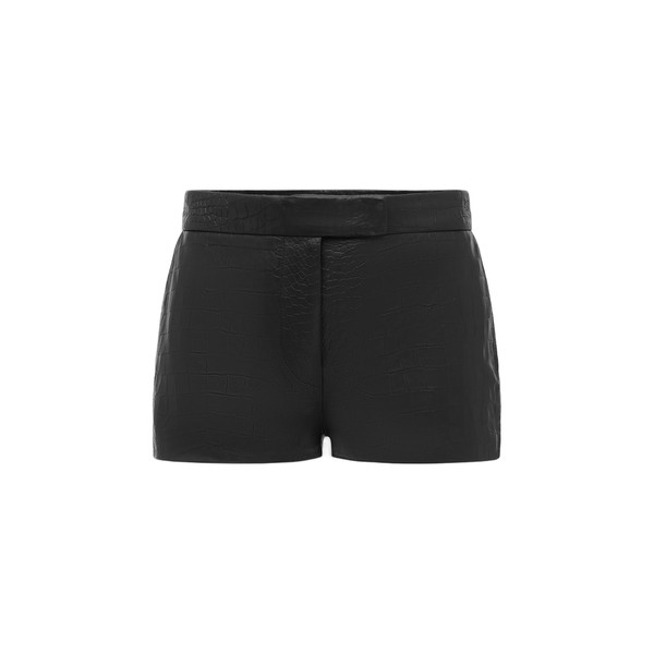Alex Perry Low Rise Short in Embossed Leather, Black