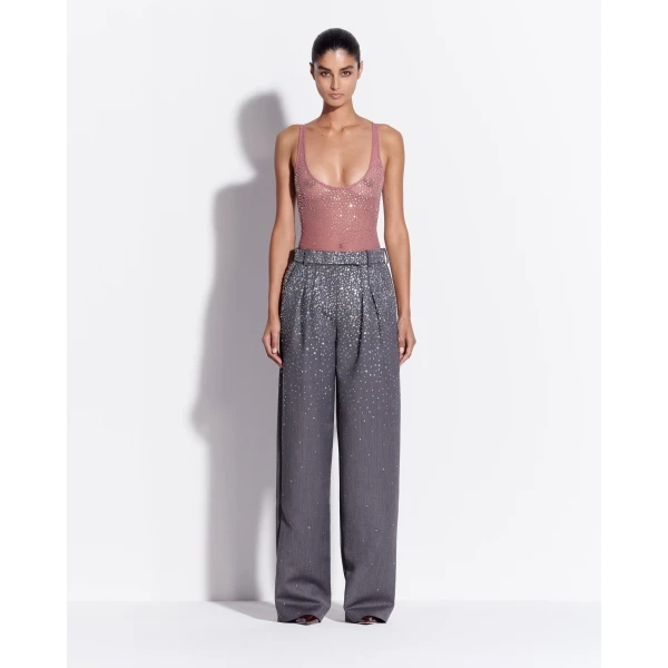 Alex Perry Low Rise Trouser in Crystal Suiting, Slate Grey, view 2