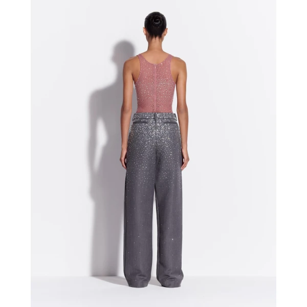 Alex Perry Low Rise Trouser in Crystal Suiting, Slate Grey, view 3