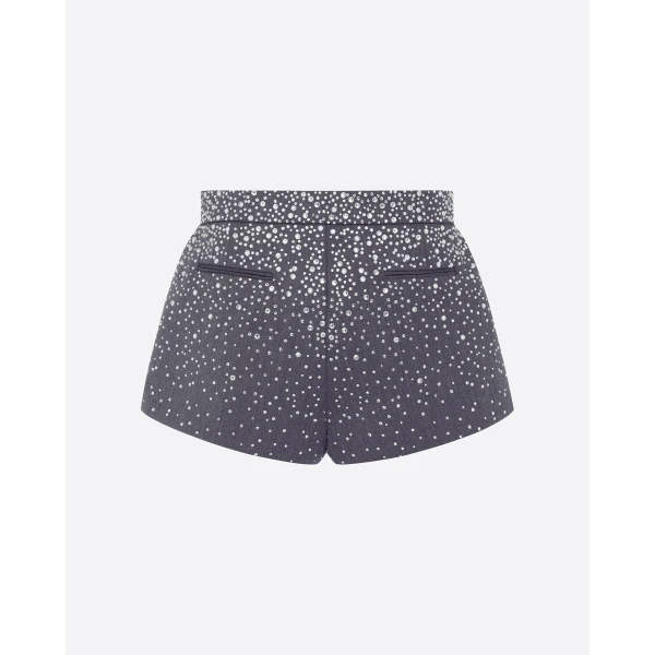 Alex Perry Micro Short in Crystal Suiting, Slate Grey, view 4