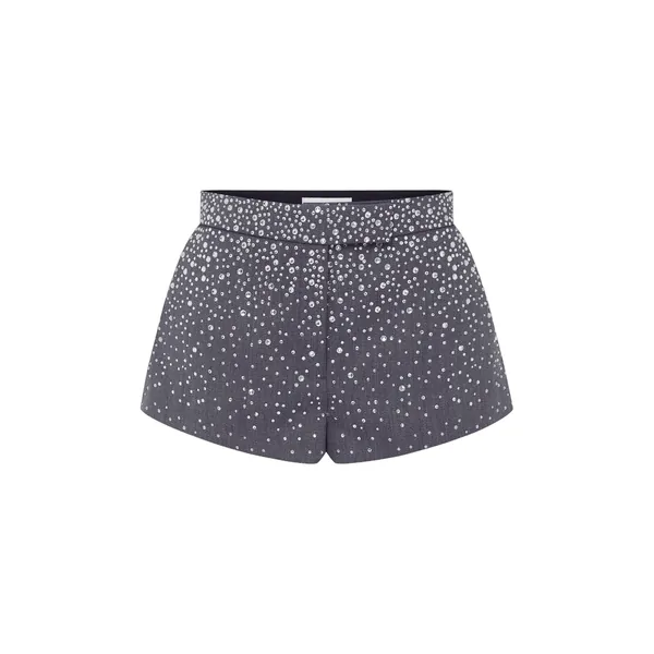 Alex Perry Micro Short in Crystal Suiting, Slate Grey
