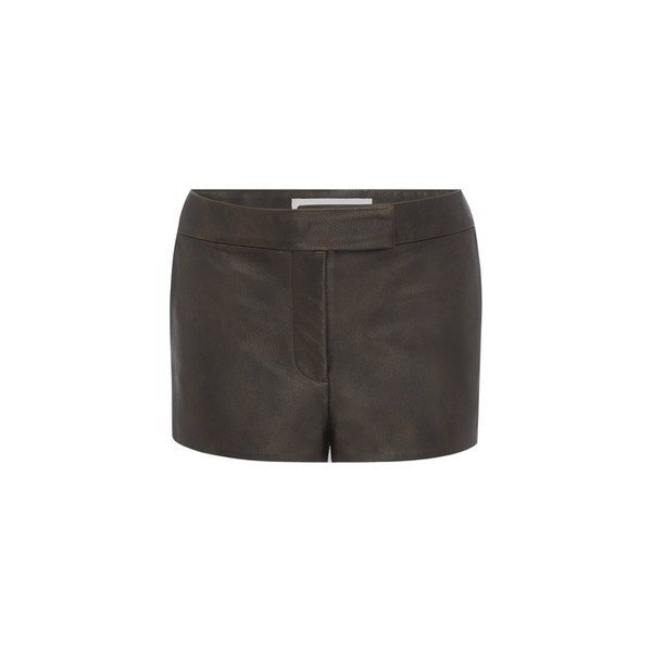 Alex Perry Micro Short in Leather, Dark Brown