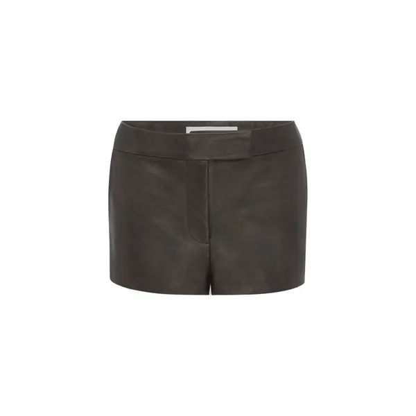 Alex Perry Micro Short in Leather, Dark Brown