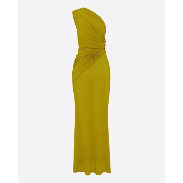 Alex Perry One Shoulder Draped Gown in Crepe Jersey, Chartreuse, view 5