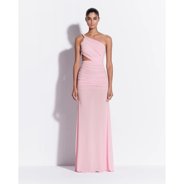 Alex Perry One Shoulder Gown in Crepe Jersey, Bubblegum, view 2