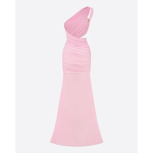 Alex Perry One Shoulder Gown in Crepe Jersey, Bubblegum, view 4