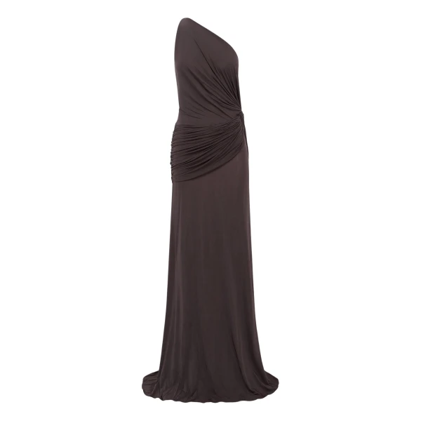 Alex Perry One Shoulder Twist Gown in Jersey, Smoke