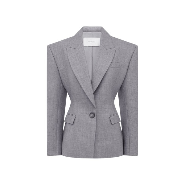 Alex Perry Single Breasted Contour Blazer in Wool Suiting, Grey