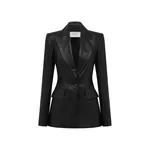 Alex Perry Single Breasted Fitted Blazer in Embossed Leather Alex Perry Single Breasted Fitted Blazer in Embossed Leather, Black