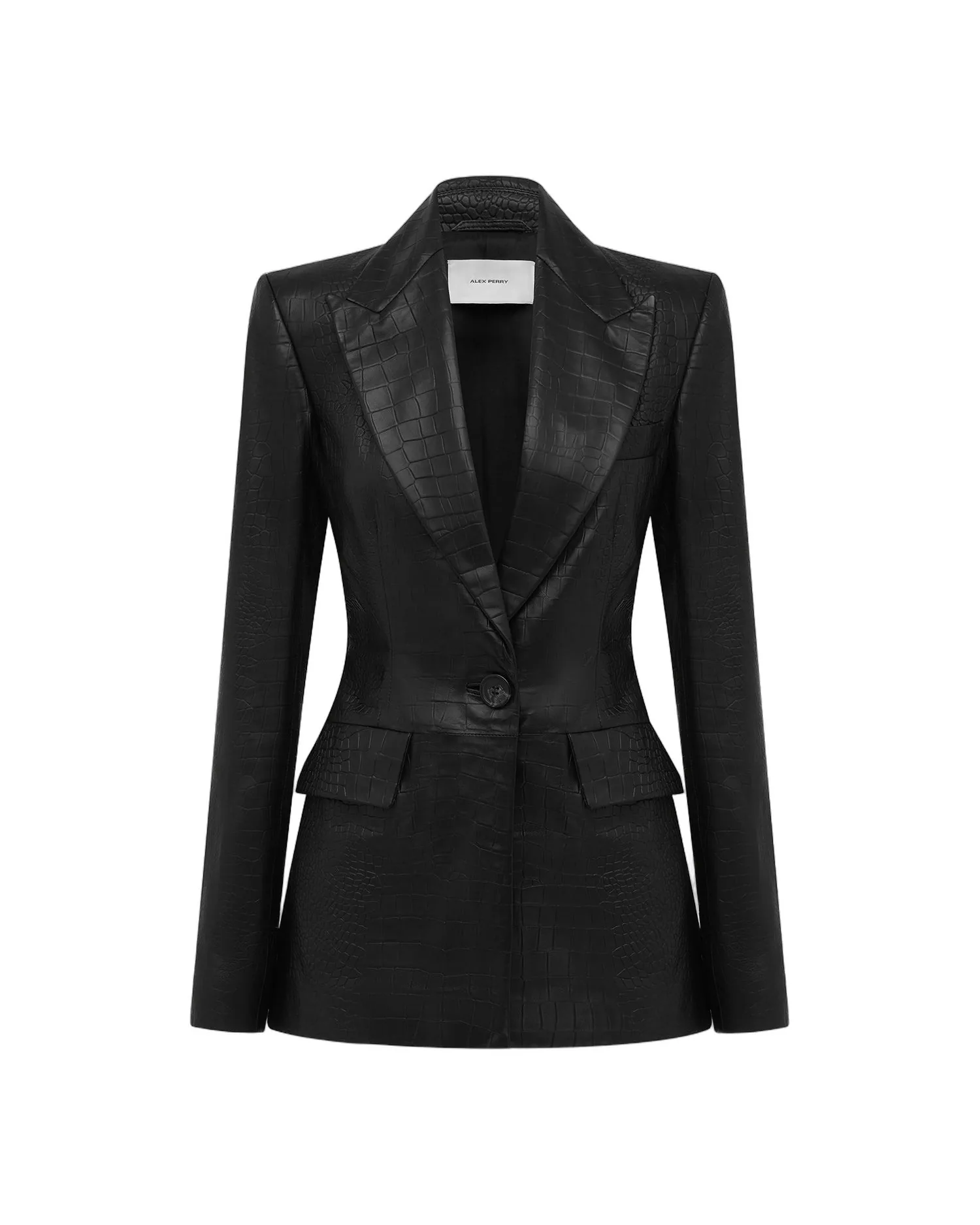Alex Perry Single Breasted Fitted Blazer in Embossed Leather Alex Perry Single Breasted Fitted Blazer in Embossed Leather, Black