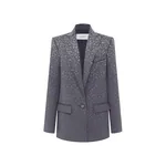 Alex Perry Single Breasted Oversize Blazer in Crystal Suiting, Slate Grey