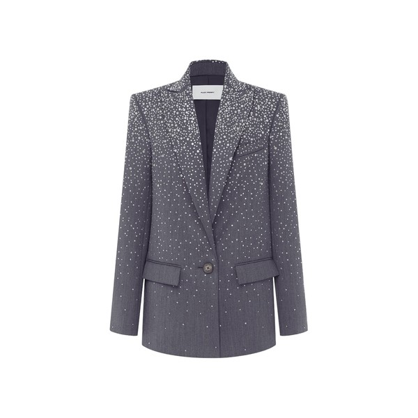Alex Perry Single Breasted Oversize Blazer in Crystal Suiting, Slate Grey