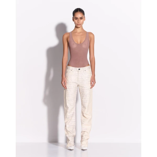 Alex Perry Singlet Bodysuit in Stretch Mesh, Mink, view 2