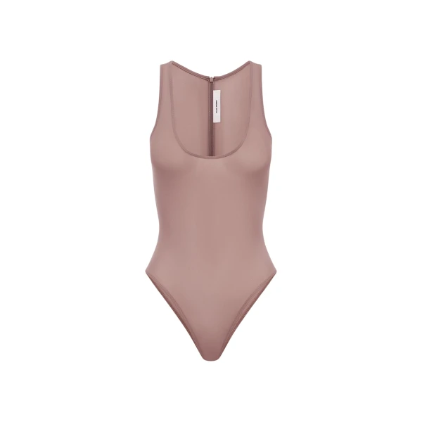 Alex Perry Singlet Bodysuit in Stretch Mesh, Mink