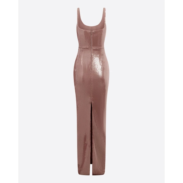 Alex Perry Singlet Column in Sequin, Mocha Dress, view 4